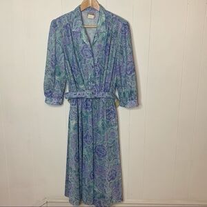 Vintage Floral Print Secretary Day Dress Academia